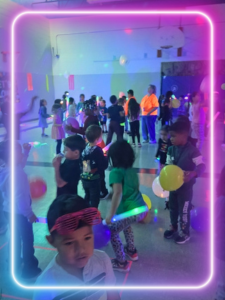 group of kids standing around